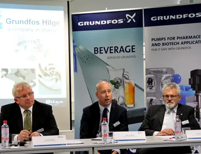 Carsten Bjerg, Präsident Grundfos, Robin Konijn, Statigic Account Manager und Klaus Schröder, Leiter Business Support Unit; Bild: LMV-online.de Management