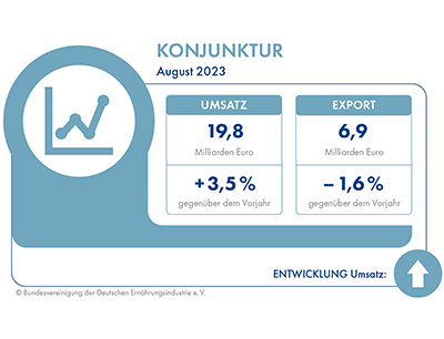 Entwicklung von Umsatz und Export im August 2023