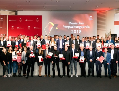 Gruppenbild (Auszug) der Gewinner des Deutschen Verpackungspreises 2018