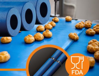 Das neue FDA-konforme Tribopolymer Iglidur A250 ist speziell für den Einsatz als Messerkantenrolle entwickelt