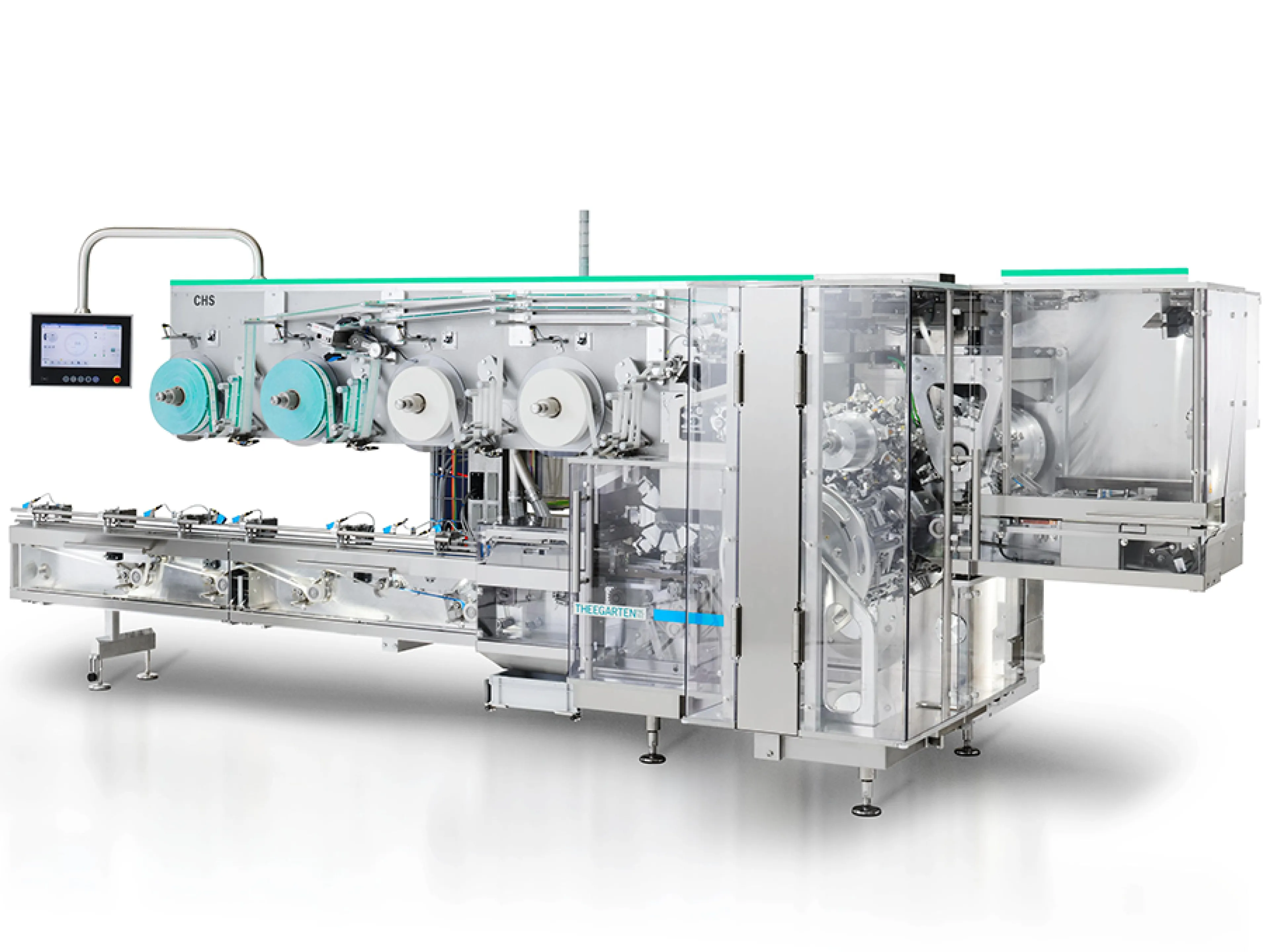 Hochgeschwindigkeits-Verpackungsmaschine CHS von Theegarten-Pactec verpackt 1.600 Produkte pro Minute in Brieffaltung