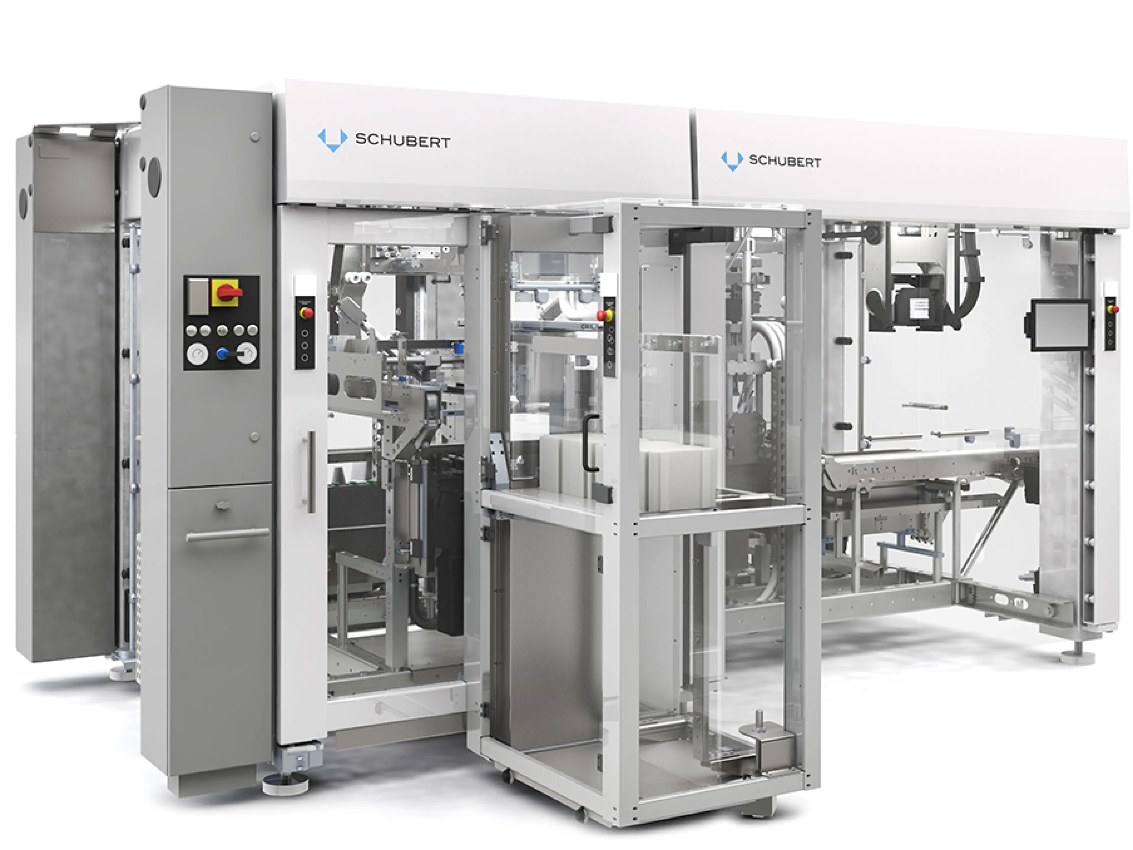 Kartonierer mit A3-Aufrichteaggregat und Vertikalmagazin, Bild: Schubert Verpackungsmaschinen: Schubert Kartonierer mit A3-Aufrichteaggregat und Vertikalmagazin