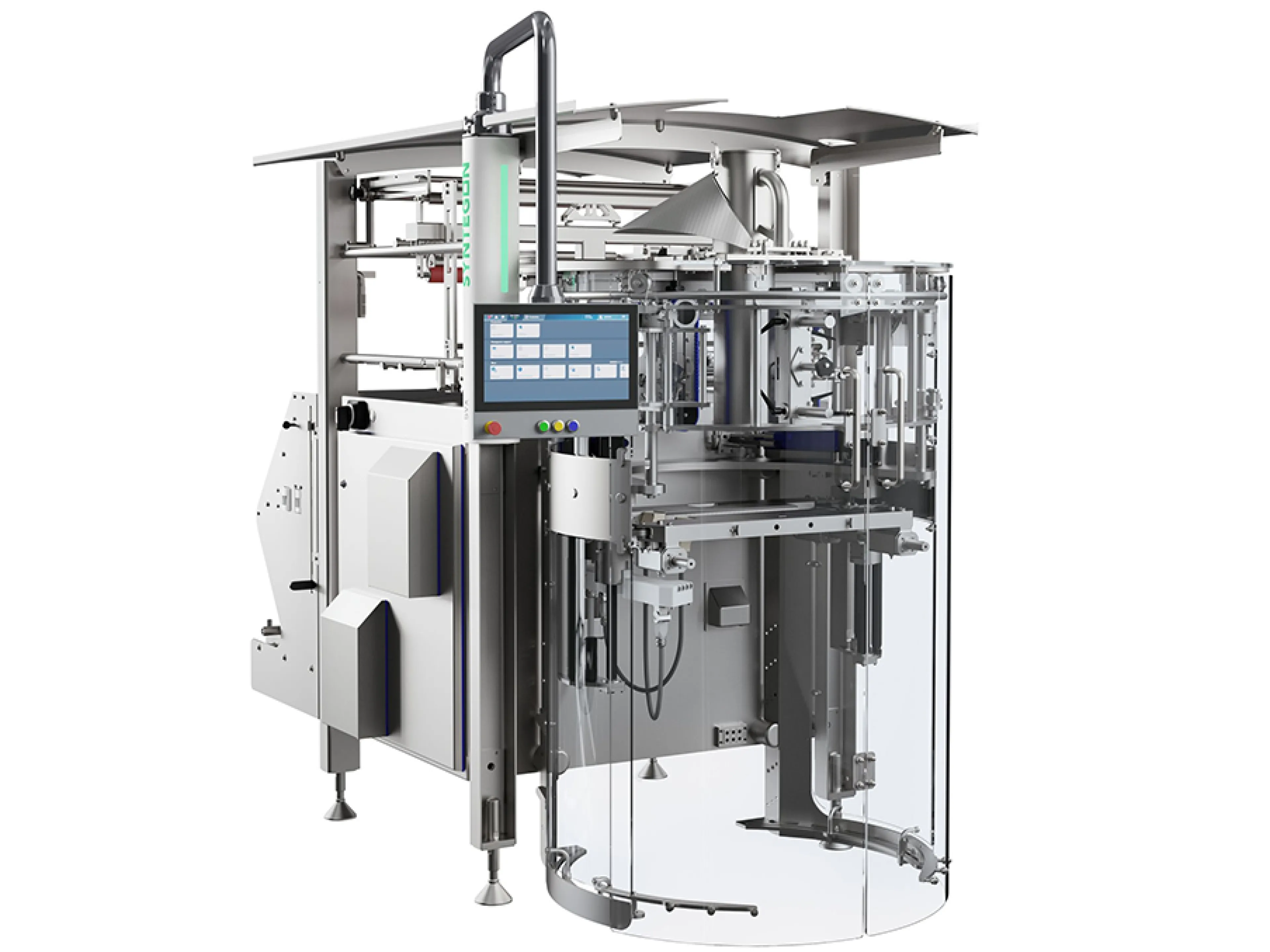 Vertikale Verpackungsmaschine verarbeitet bis zu 300 Beutel pro Minute auf kompakter Stellfläche, Bild: Syntegon Vertikale Verpackungsmaschine SVX von Syntegon verarbeitet bis zu 300 Beutel pro Minute auf kompakter Stellfläche
