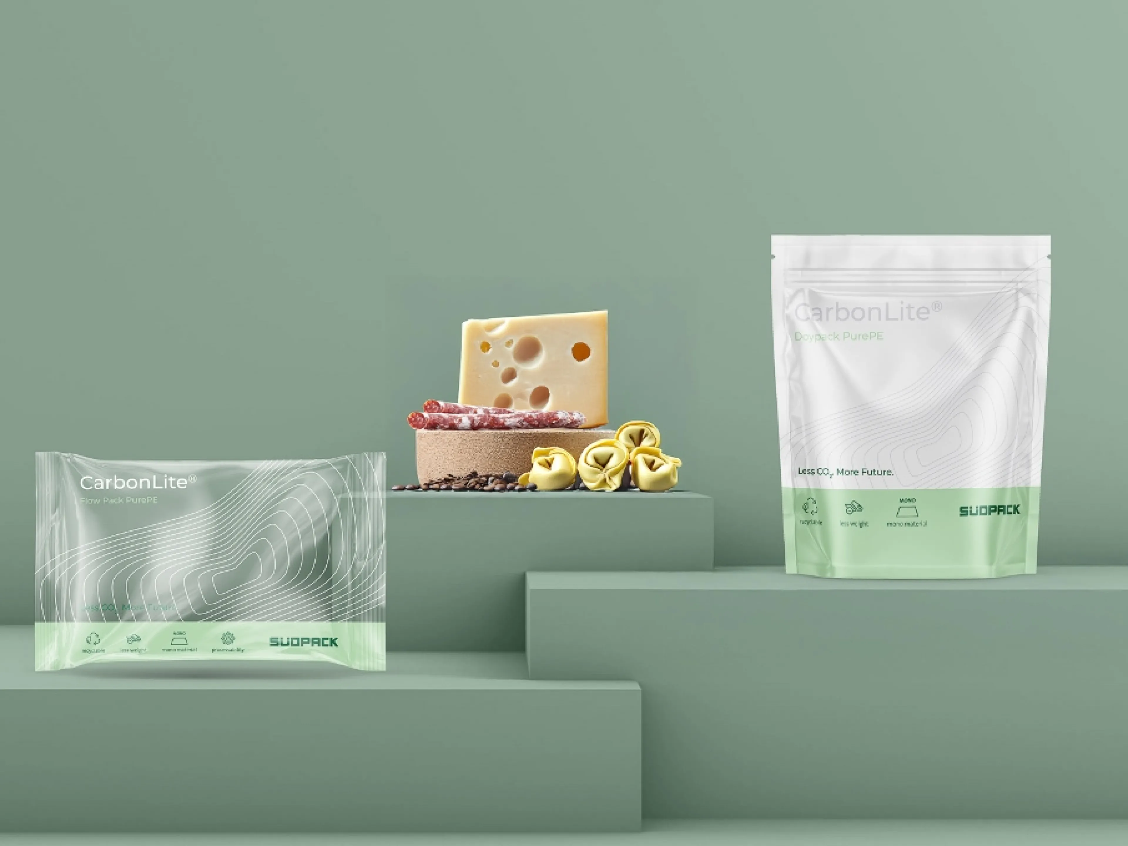 CarbonLite, die hoch-performanten Schlauchbeutelfolien von SÜDPACK aus PP und PE-Monomaterial, lassen sich zum leichtgewichtigen Flow Pack, zum standsicheren Doypack, zu stabilen Klotzbodenbeuteln und auch zu komfortablen Spouted Pouches verarbeiten, Bilder: SÜDPACK CarbonLite, die hoch-performanten Schlauchbeutelfolien von SÜDPACK aus PP und PE-Monomaterial, lassen sich zum leichtgewichtigen Flow Pack, zum standsicheren Doypack, zu stabilen Klotzbodenbeuteln und auch zu komfortablen Spouted Pouches verarbeiten.