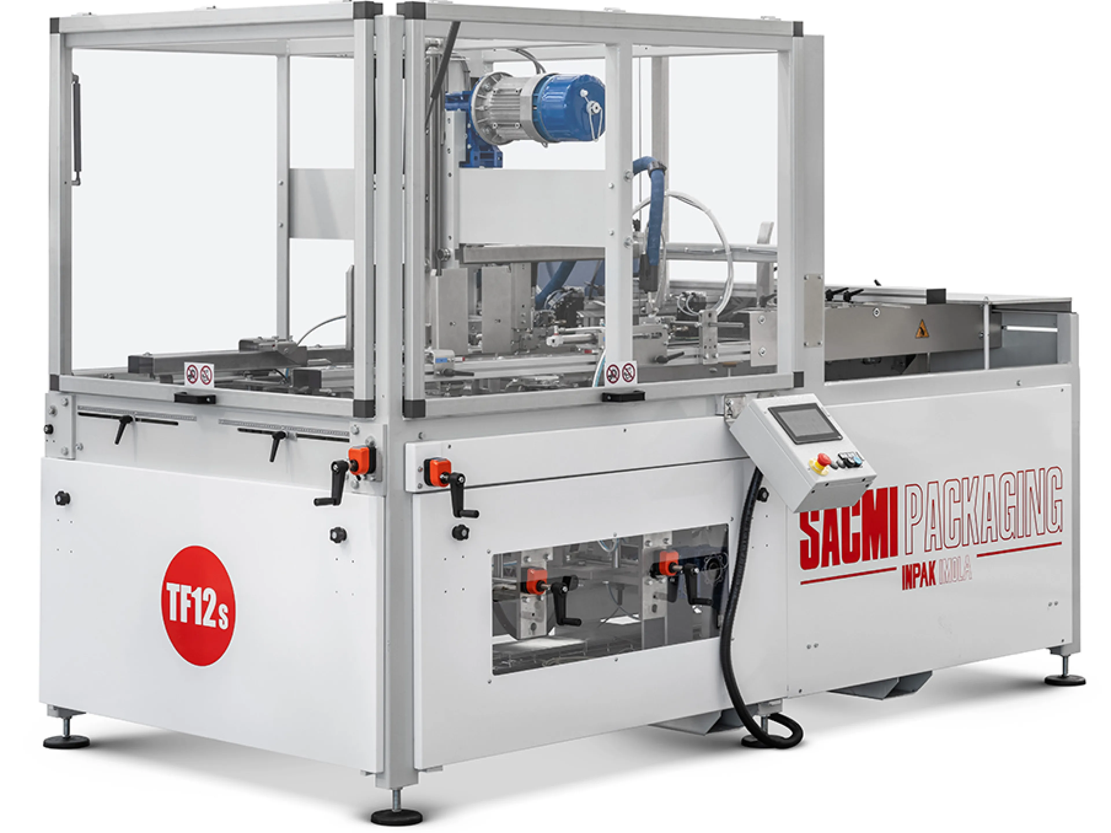 Der neue Kartonaufrichter ist eine effiziente Verpackungslösung für Produktionen mit wenig Platz von Sacmi Packaging & Chocolate