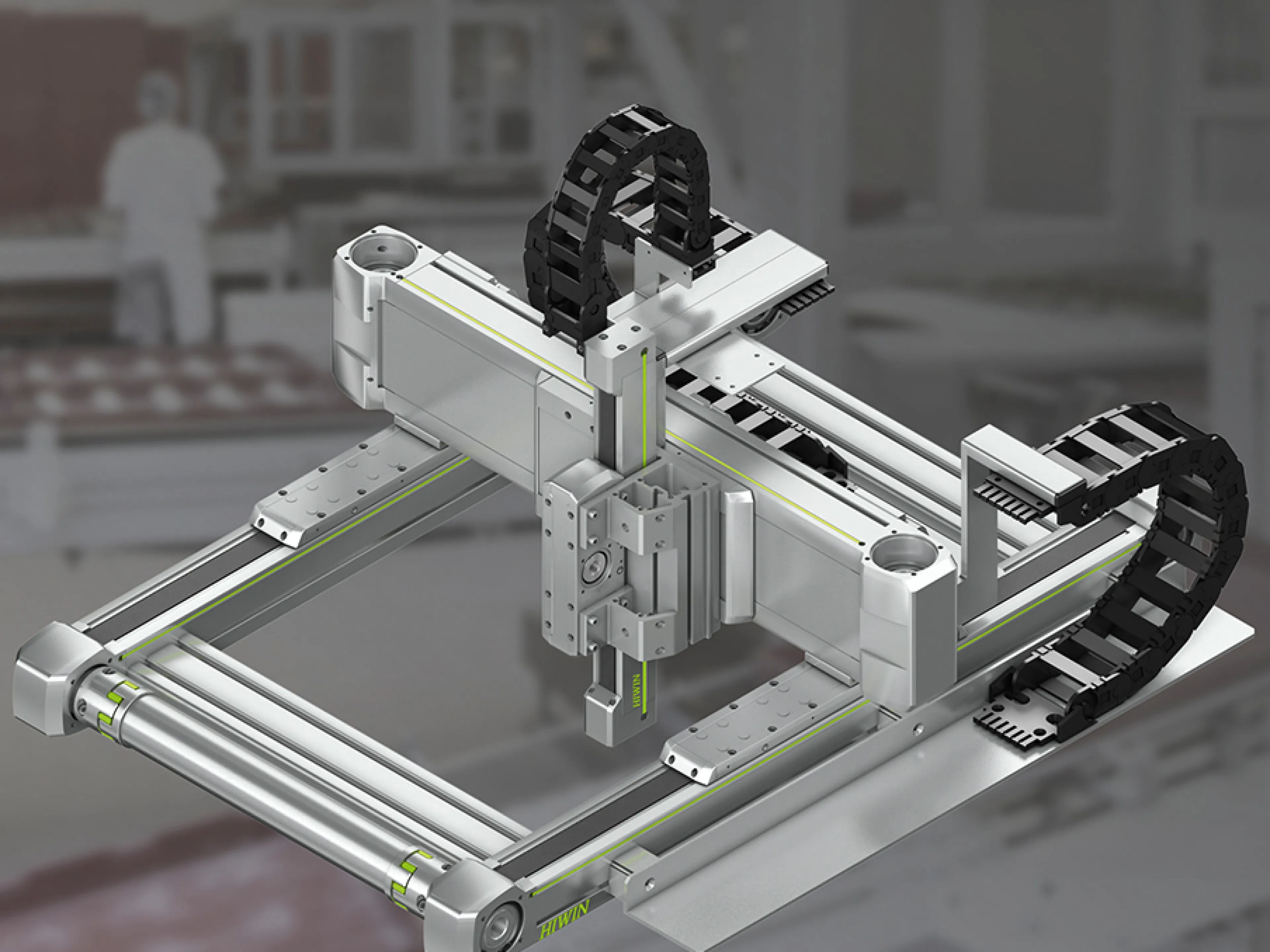 Lineare und rotative Antriebskomponenten wie modulare Achssysteme, die speziell für anspruchsvolle Umgebungsbedingungen in der Lebensmittel- und Getränkeindustrie ausgelegt sind