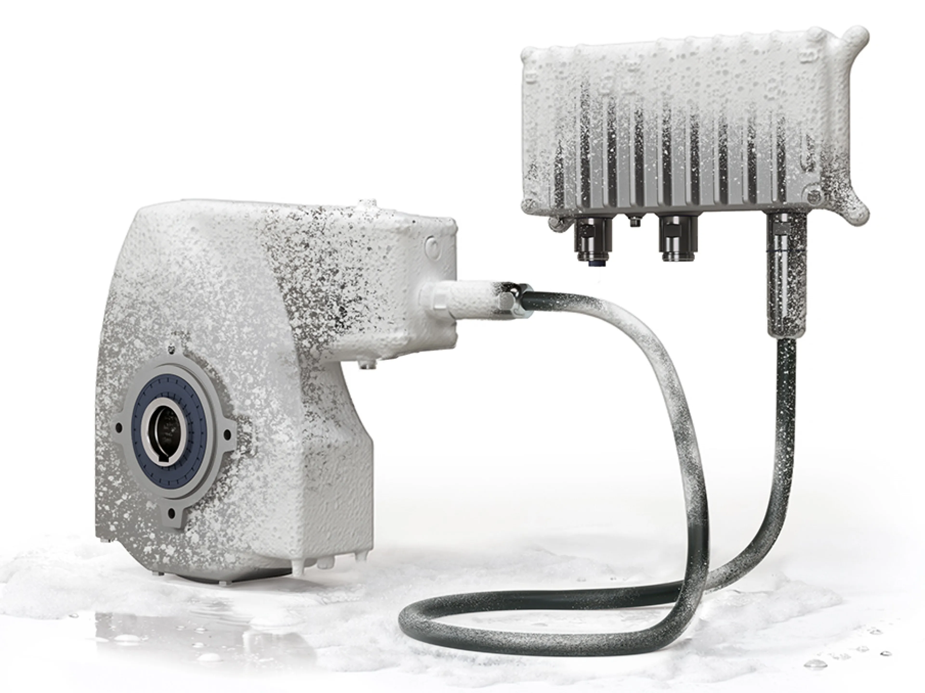 Die lebensmittelkonforme Oberflächenveredelung macht die Antriebssysteme mit Aluminiumgehäuse resistenter gegen Reinigungschemikalien