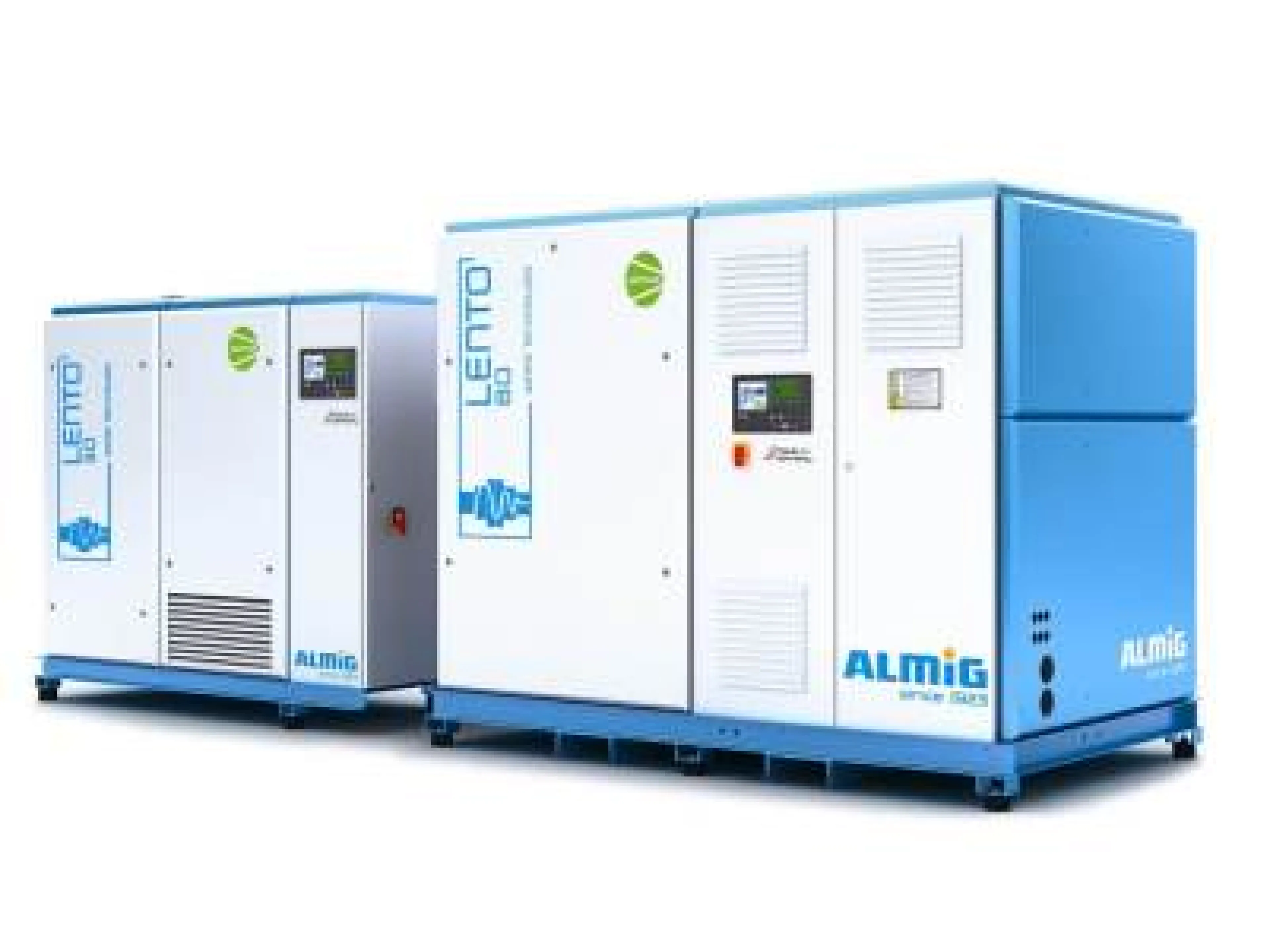 100prozentig saubere Druckluft, wirtschaftlich erzeugt durch wassereingespritzte Schraubenkompressoren der Baureihe "LENTO", Bild: Almig Lento Schraubenkompressoren von Almig