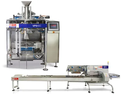 Vertikale Schlauchbeutelmaschine „VPS 40C“ (oben) verpackt im Hochleistungsbereich z.B. tiefgekühlte Brötchen, horizontale Schlauchbeutelmaschine „HPS 50“ (unten) verarbeitet hochwertige Confiserie-Backwaren, Bild: Sacmi Vertikale und horizontale Schlauchbeutelmaschinen von Sacmi