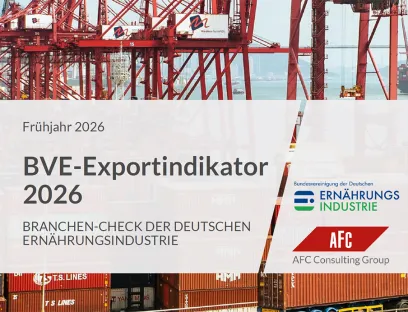Für den aktuellen BVE-AFC-Exportindikator 2026 wurden 418 Exportleiter und Geschäftsführer aus der deutschen Lebensmittelindustrie befragt
