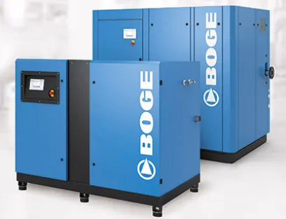 Die Schraubenkompressor S-4-Modelle sind mit leistungsstarken IE4-Motoren und Permanentmagnetmotoren ausgestattet und können auch in Umgebungen mit extremen Temperaturen über 45 Grad Celsius betrieben werden, Bild: Boge Die Schraubenkompressor S-4-Modelle sind mit leistungsstarken IE4-Motoren und Permanentmagnetmotoren ausgestattet und können auch in Umgebungen mit extremen Temperaturen über 45 Grad Celsius betrieben werden