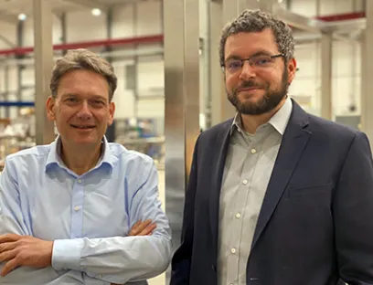 Manfred Stroick und Jürgen Schütze im Business Lunch-Interview, Bild: LMV-online.de / Susanne Woggon Manfred Stroick und Jürgen Schütze von Ruland Engineering