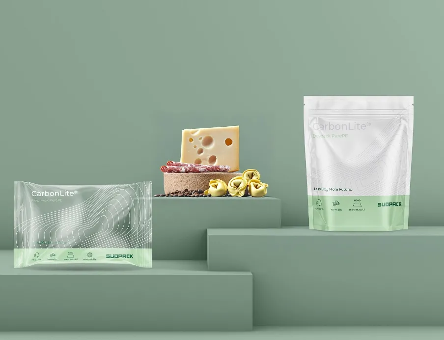 CarbonLite, die hoch-performanten Schlauchbeutelfolien von SÜDPACK aus PP und PE-Monomaterial, lassen sich zum leichtgewichtigen Flow Pack, zum standsicheren Doypack, zu stabilen Klotzbodenbeuteln und auch zu komfortablen Spouted Pouches verarbeiten, Bilder: SÜDPACK CarbonLite, die hoch-performanten Schlauchbeutelfolien von SÜDPACK aus PP und PE-Monomaterial, lassen sich zum leichtgewichtigen Flow Pack, zum standsicheren Doypack, zu stabilen Klotzbodenbeuteln und auch zu komfortablen Spouted Pouches verarbeiten.