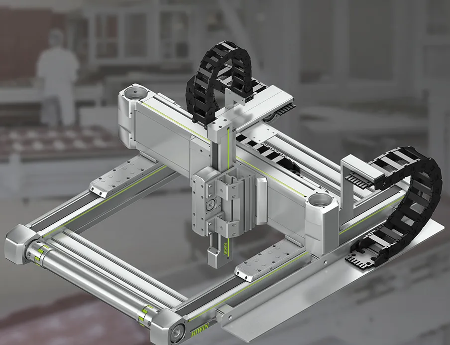 Lineare und rotative Antriebskomponenten wie modulare Achssysteme, die speziell für anspruchsvolle Umgebungsbedingungen in der Lebensmittel- und Getränkeindustrie ausgelegt sind