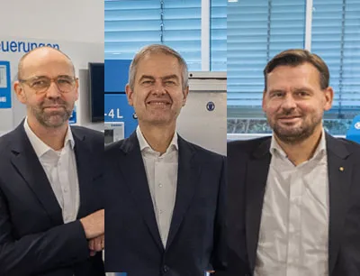 Die vorherige und die neue Boge Geschäftsführung (v.l.n.r.): Olaf Hoppe, Wolf D. Meier-Scheuven (zum 31. Dezember 2020 als Geschäftsführer ausgeschieden), Michael Rommelmann (Hinweis der Redaktion: Bildmontage), Bild: Boge Kompressoren Die vorherige und die neue Boge Geschäftsführung