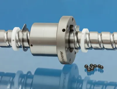 Für den Einsatz in der Lebensmittel-, Pharma- und Verpackungsindustrie: Niro-Kugelgewindetrieb von Kammerer mit Keramikkugeln, einem Abstreifsystem aus Kunststoff und zusätzlichem Dichtblech zur optimalen Abdichtung des Systems, Bild: Kammerer Niro-Kugelgewindetrieb von Kammerer mit Keramikkugeln, einem Abstreifsystem aus Kunststoff und zusätzlichem Dichtblech zur optimalen Abdichtung des Systems